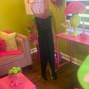 VENUS Black Strapless Jumpsuit with Sparkle